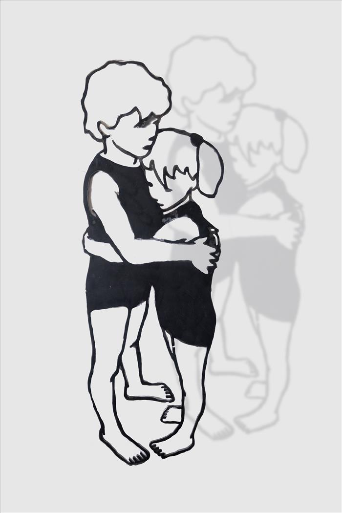 Valerio Berruti, Hug, 2025, ferro tagliato al laser, laser cut iron, 127,0 x 45,0 cm, BERSC1798