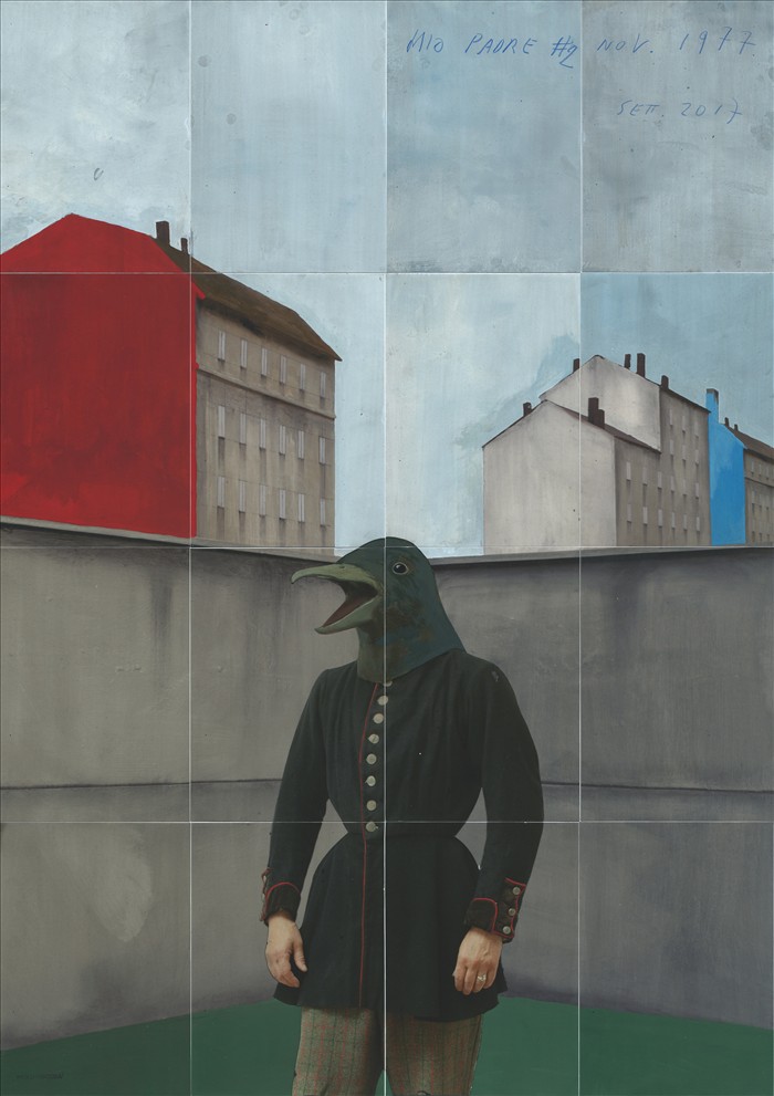 Paolo Ventura, Mio padre #2, 2017, collage fotografico e pittura, photo collage and painting, 115,0 x 80,0 cm, VENST0361