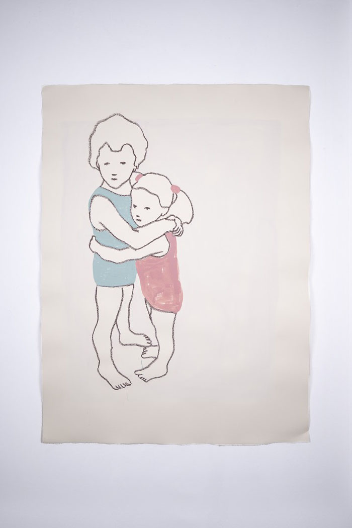 Valerio Berruti, L'abbraccio, 2026, tecnica mista su cartoncino, mixed media on cardboard, 105,0 x 78,0 cm, BERCT1823